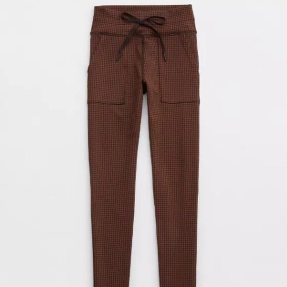 OFFLINE By Aerie Mini Houndstooth Drawcord Legging, Deep Earth - Size M - Picture 2 of 9